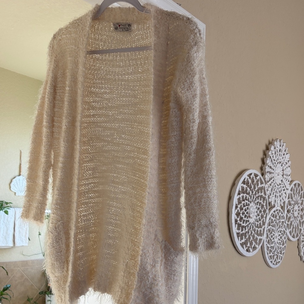 Elegant Cream Open-Front Cardigan